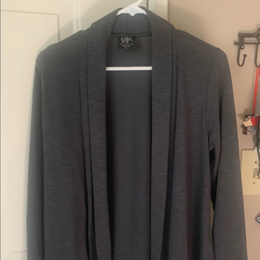 Woman’s Long Sleeve Gray Cardigan